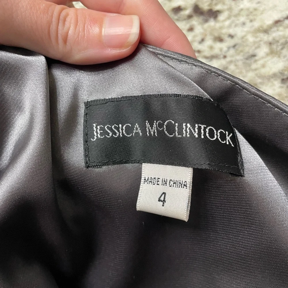 JESSICA McCLINTOCK Metallic One-Shoulder Dress - Picture 14 of 15